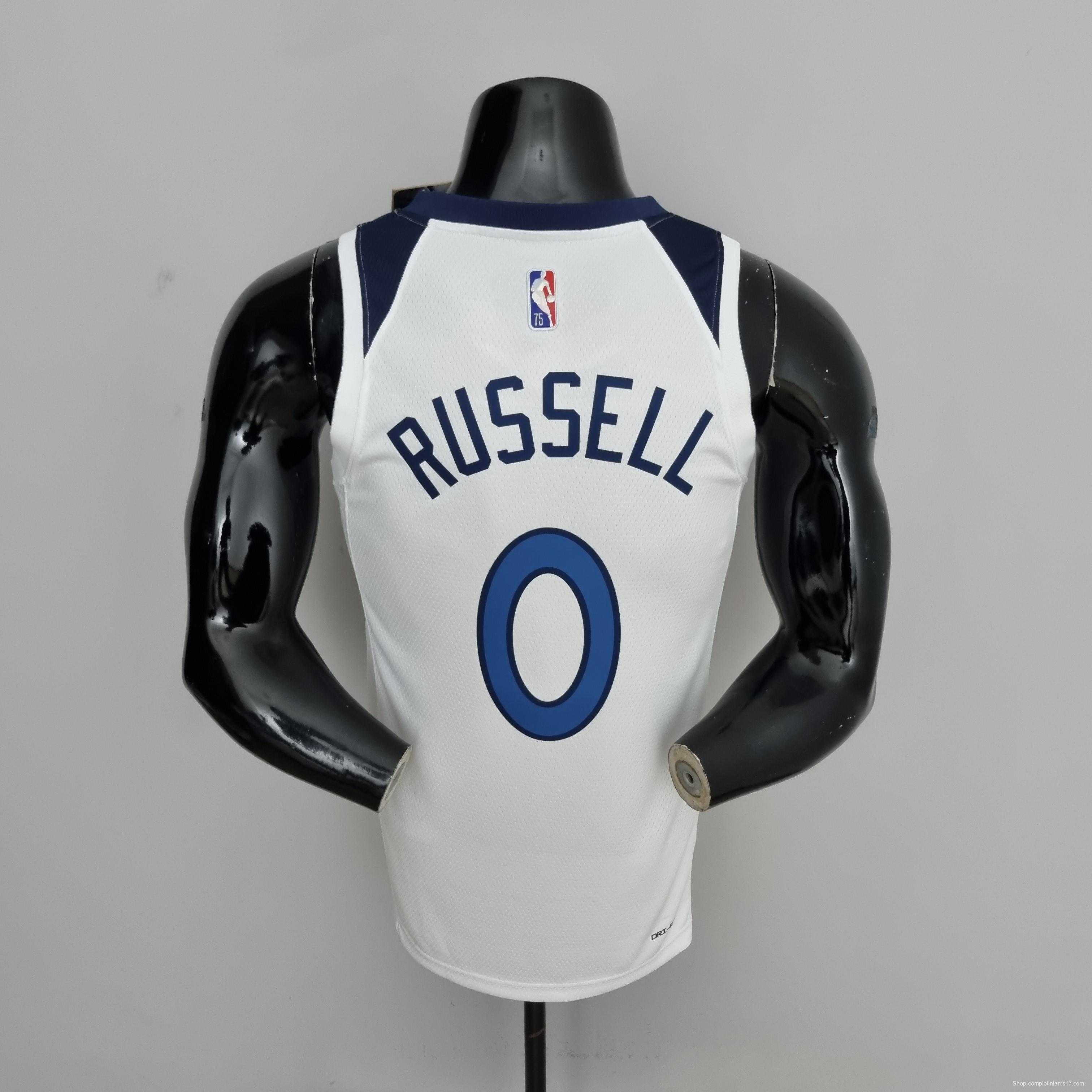 75th Anniversary Minnesota Timberwolves Russell #0 Royal White NBA Jersey