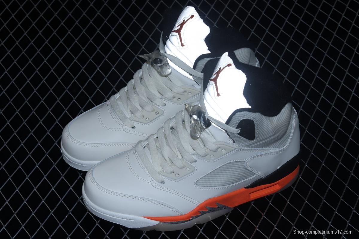 Air Jordan 5 Shattered Backboard white orange buckle shredded high top basketball shoes DC1060-100