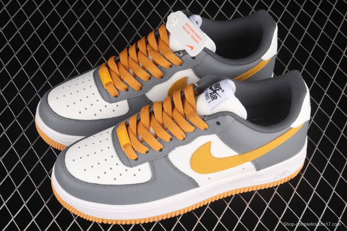 NIKE Air Force 11007 Low white, gray and yellow color low-top casual board shoes CW2288-110,