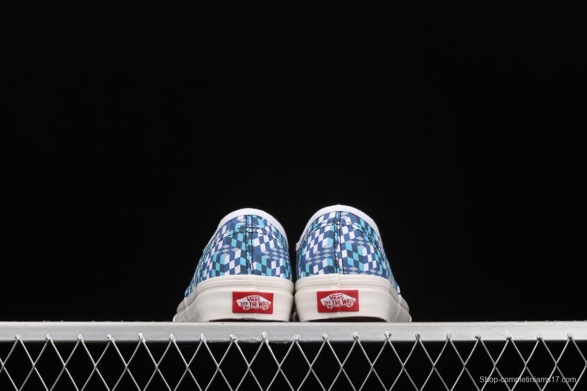 DOE x Vans Authentic chessboard blue and white low-top casual board shoes VN0A4ODU2DJ