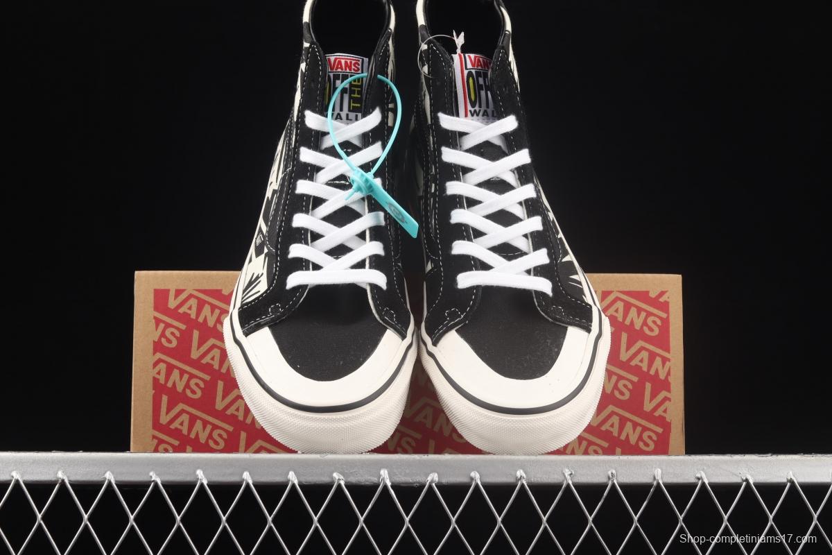 Vans Sk8-Hi 138Decon black and white printed high-top casual board shoes VN0A3MV136K