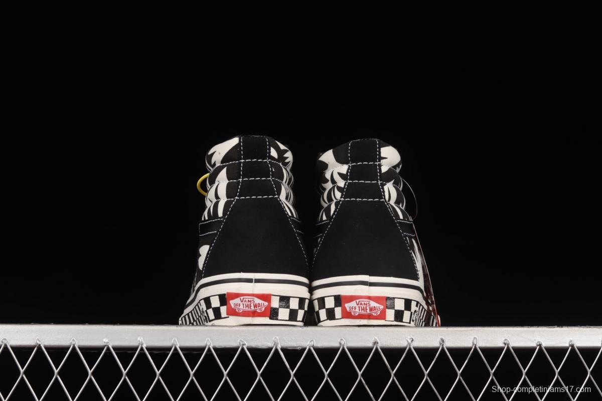 Vans Sk8-Hi Anaheim checkerboard black and white maple leaf print high-top casual shoes VN0A4VHE9Z9