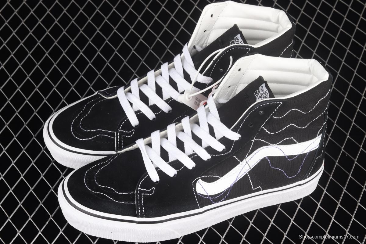 Vans Sk8-Hi joint line design black classic high-top casual board shoes VN0A4RWY2WT