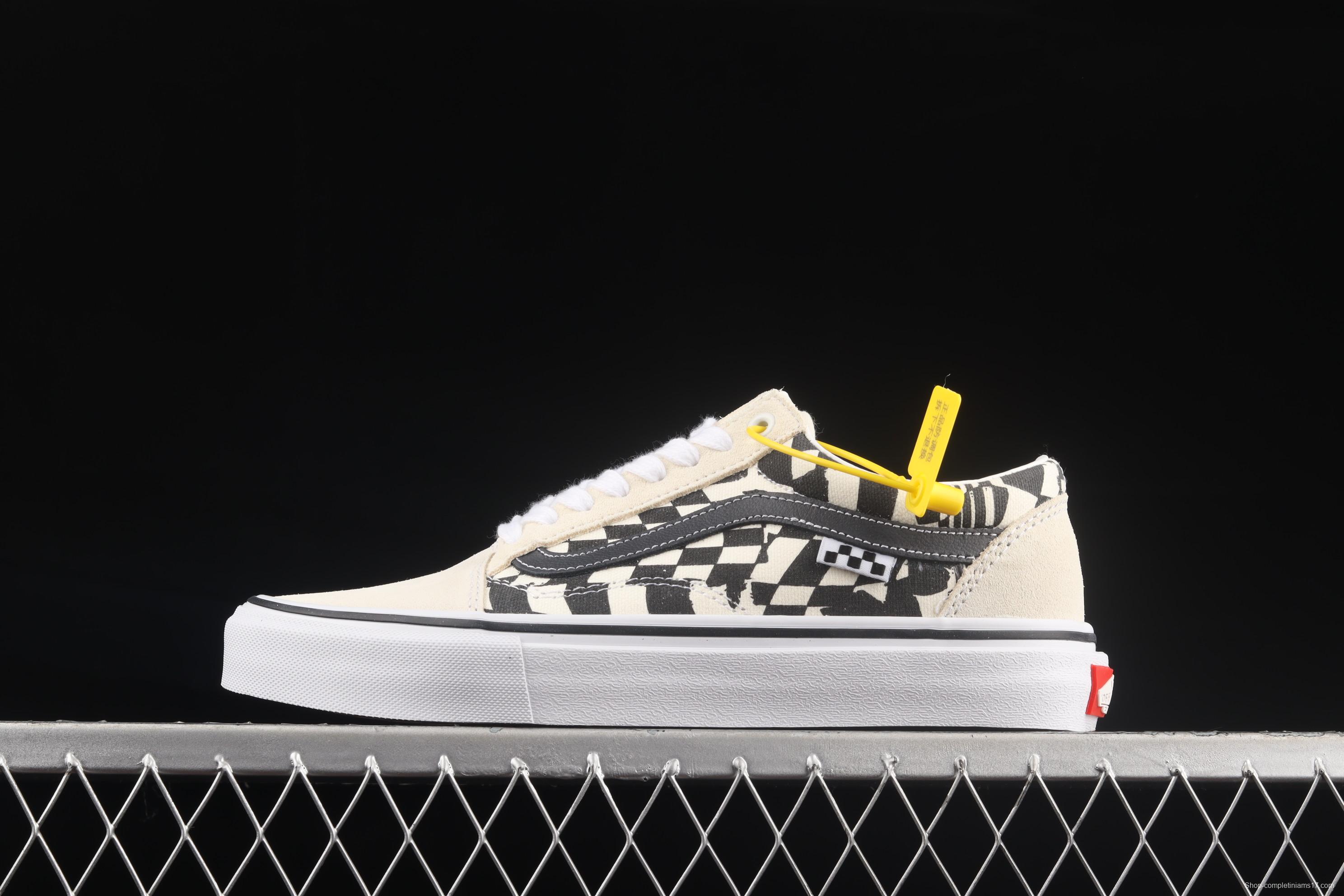 Vans Style 36 black side checkerboard plaid low edge professional skateboard shoes VN0A5FCB9CU