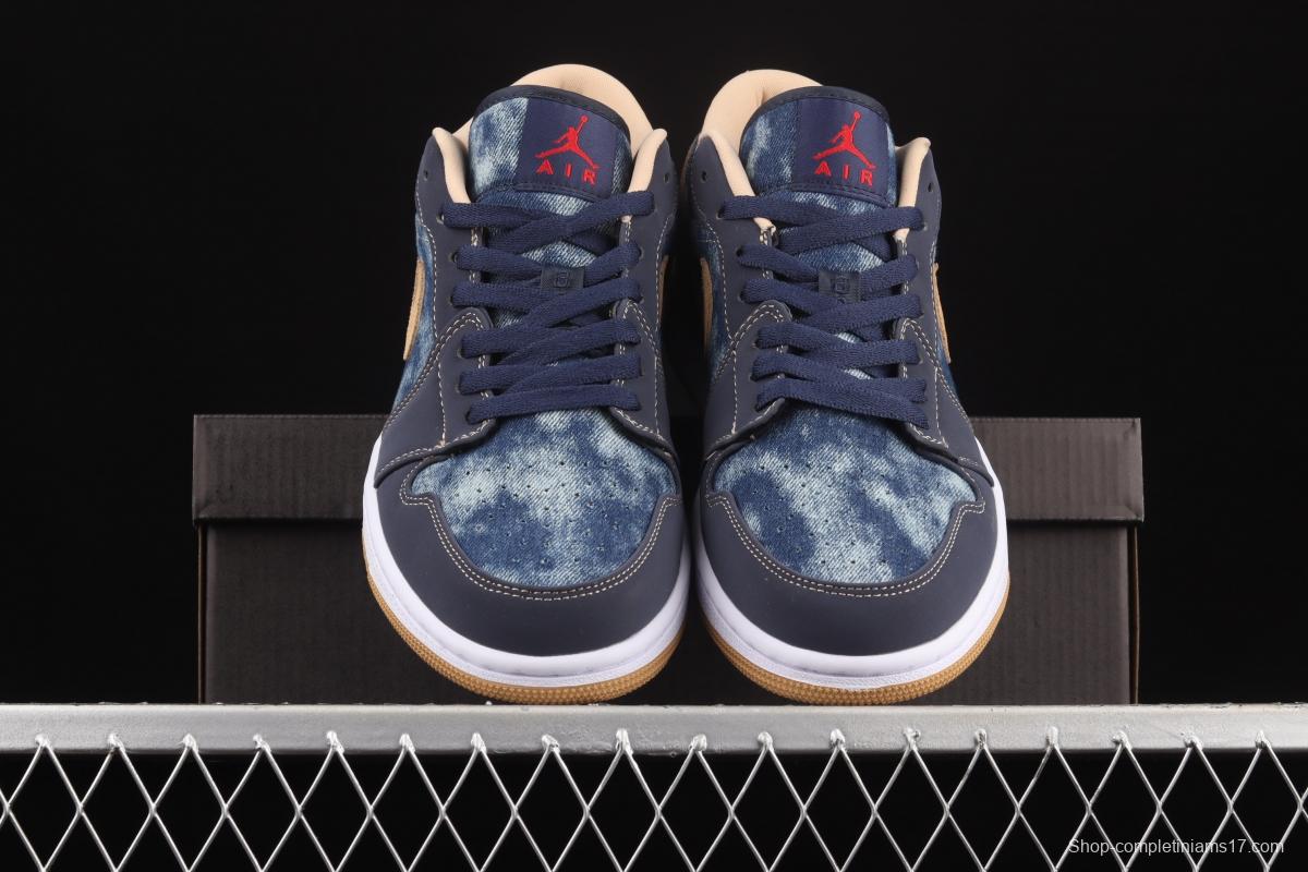 Air Jordan 1 Low dark blue denim low top basketball shoes DH1259-400