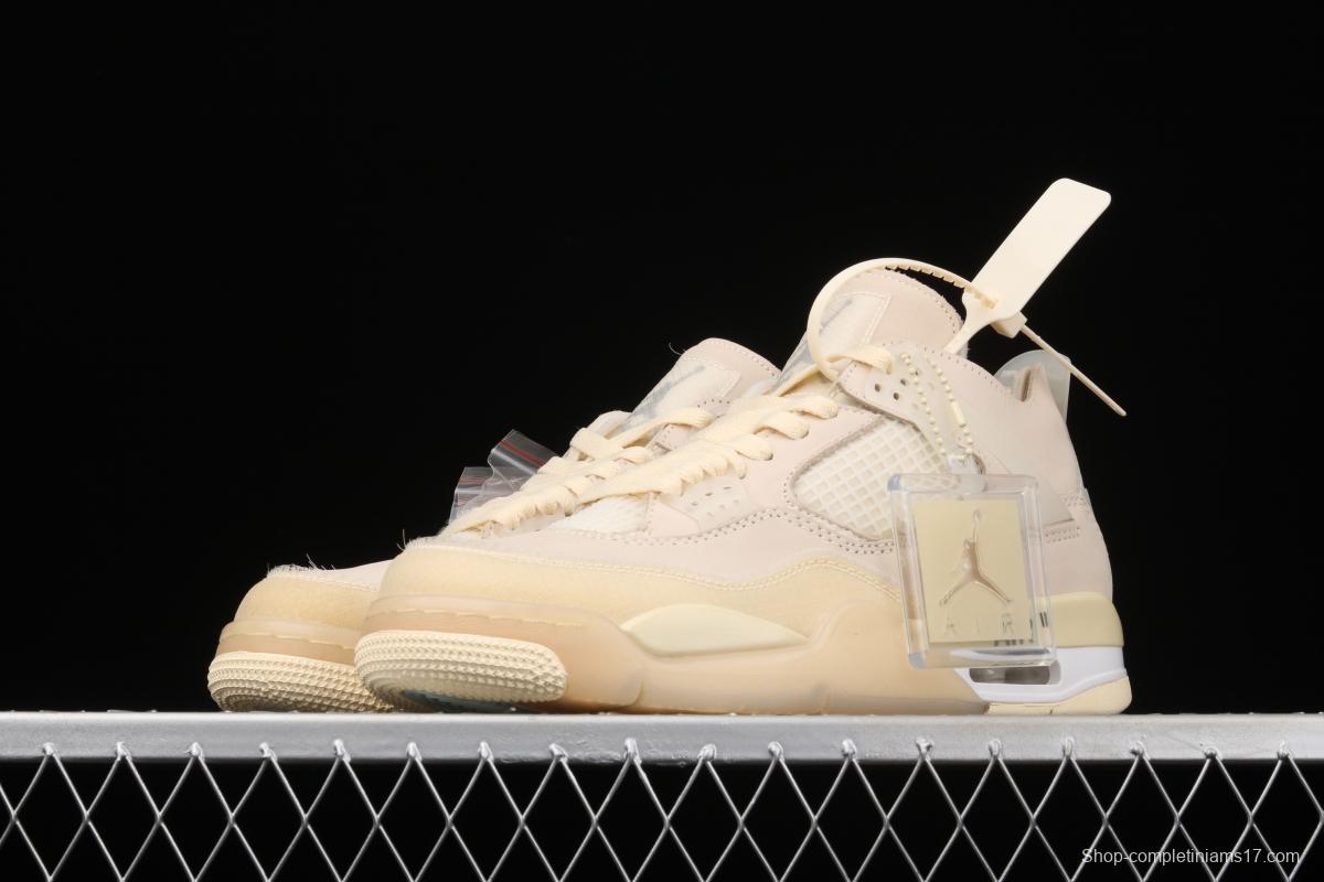 OFF-White x Air Jordan 4 Retro Cream/Sail help retro leisure sports culture basketball shoes CV9388-100