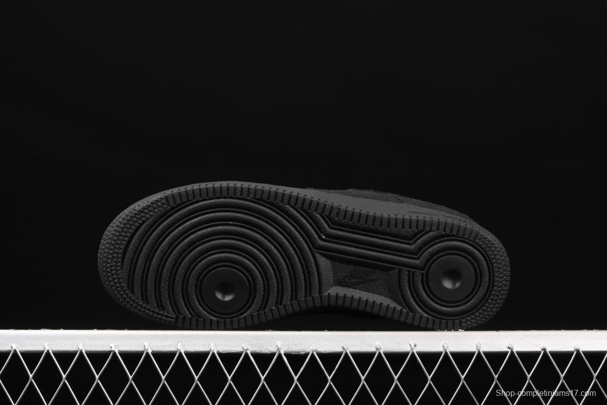 Stussy x NIKE Air Force 1 Low Black Cool Air Force low side black linen electric embroidered hook low upper board shoes CZ9084-001