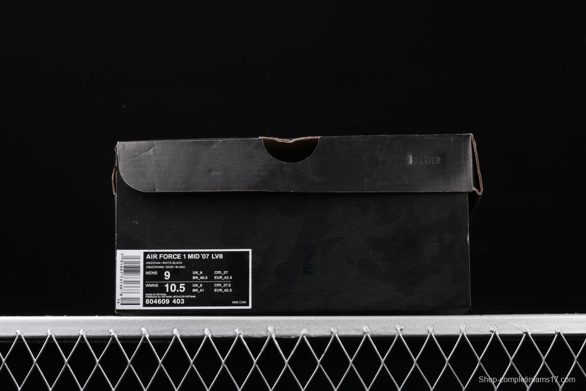 NIKE Air Force 1 Mid'07 Lv8 navy blue simple edition OW letter casual board shoes 804609-403