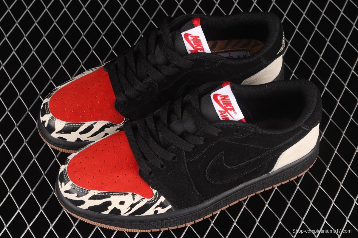 Air Jordan 1 Low Carnivore predator theme black and red low-side cultural board shoes DN3400-001