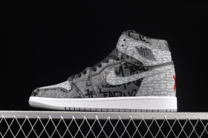 Air Jordan 1 High OG Rebellionaire black gray prohibited to wear Rebel high-top basketball shoes 555088-036