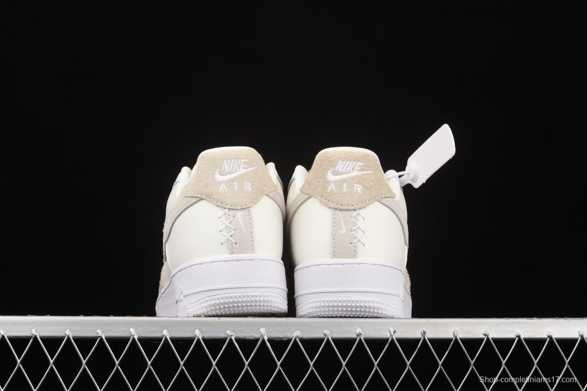NIKE Air Force 11607 Beach Coconut Milk Leather Milk Tea splicing low-top leisure sports board shoes DD6618-100