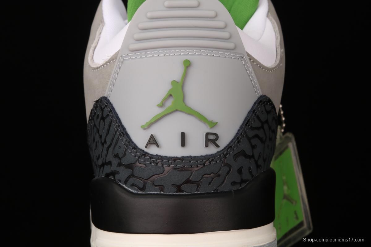 Air Jordan 3 Retro Chlorophyll AJ3 Joe 3 chlorophyll Gray Green manuscript 136064-006