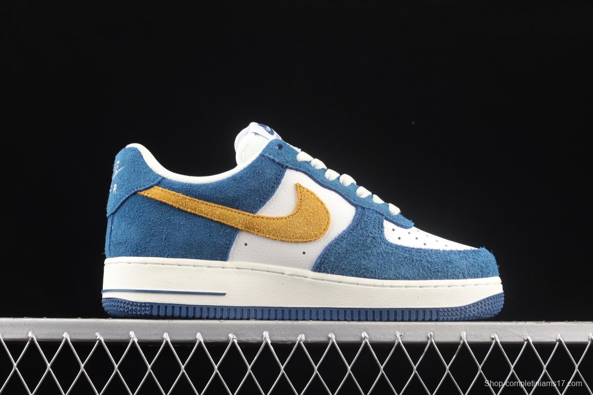 NIKE Air Force 1x07 Low blue, white and yellow color low-top casual board shoes BQ8988-103