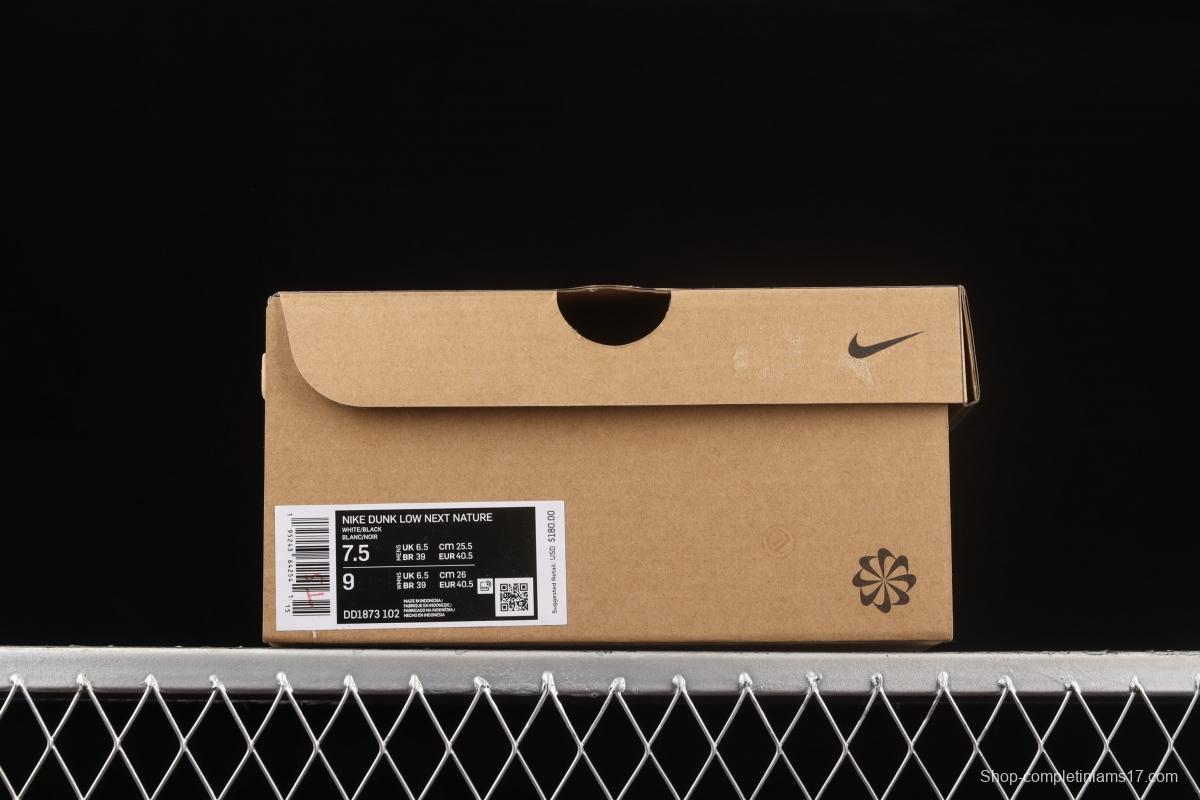 NIKE DUNK Low Next Nature White/Black Environmental Protection Series Black and White Panda 2.0 Leisure Skateboard shoes DD1873-102