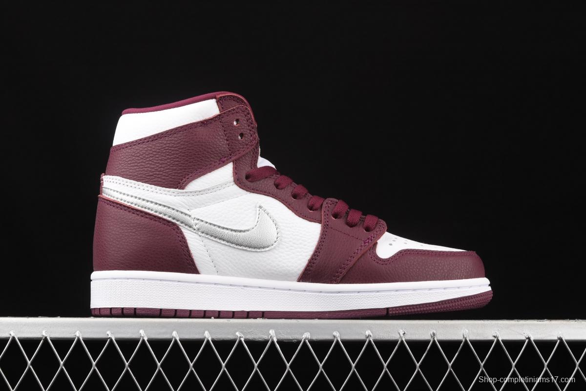 Air Jordan 1 Retro High OG Bordeaux Bordeaux burgundy high top basketball shoes 555088-611