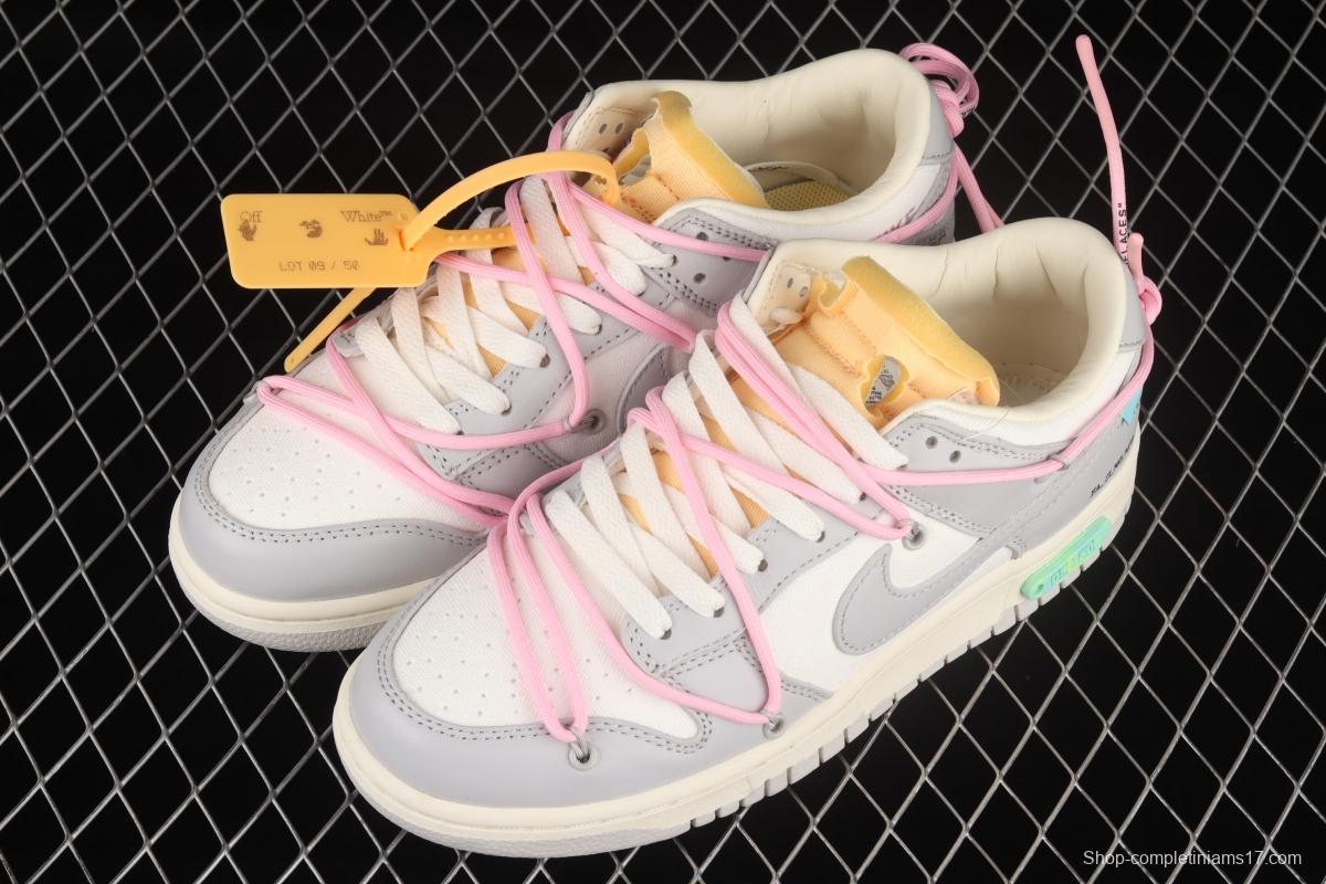 OFF-White x NIKE DUNK Low OW gray SB buckle rebound fashion casual board shoes DM1602-109