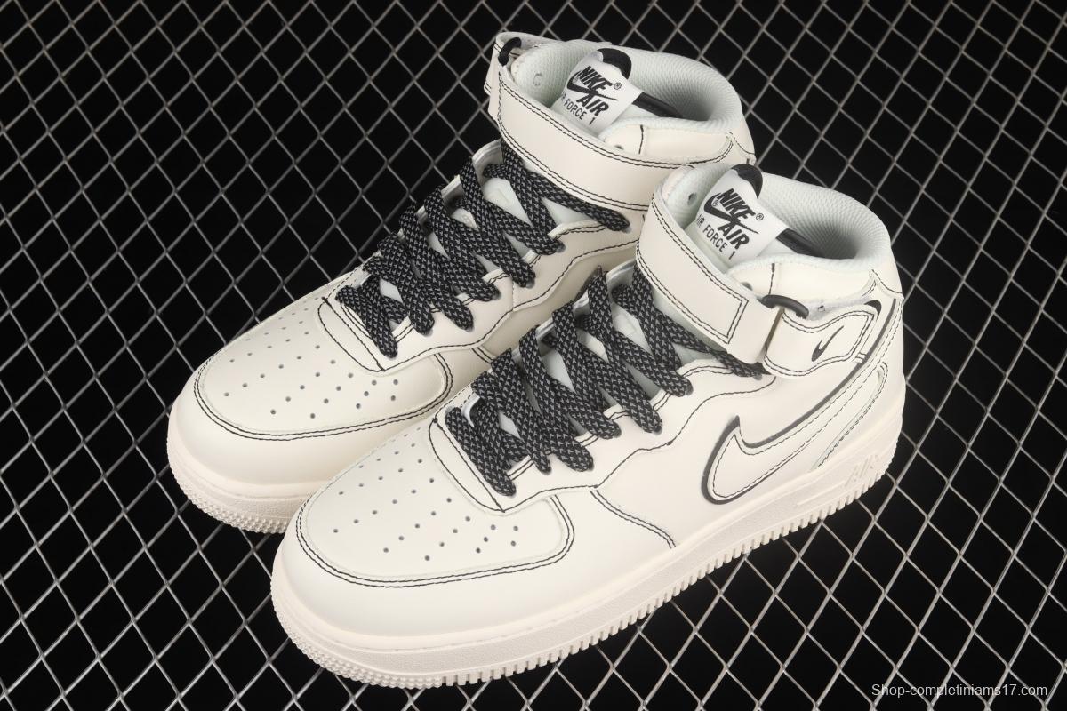 NIKE Air Force 1x07 Mid 3M reflective air force leisure board shoes AA1118-011,