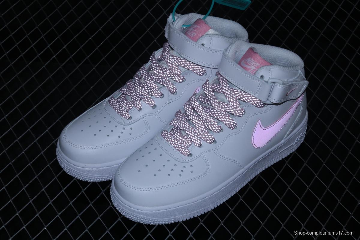 NIKE Air Force 11607 Mid white powder 3M reflective casual board shoes 366731-911