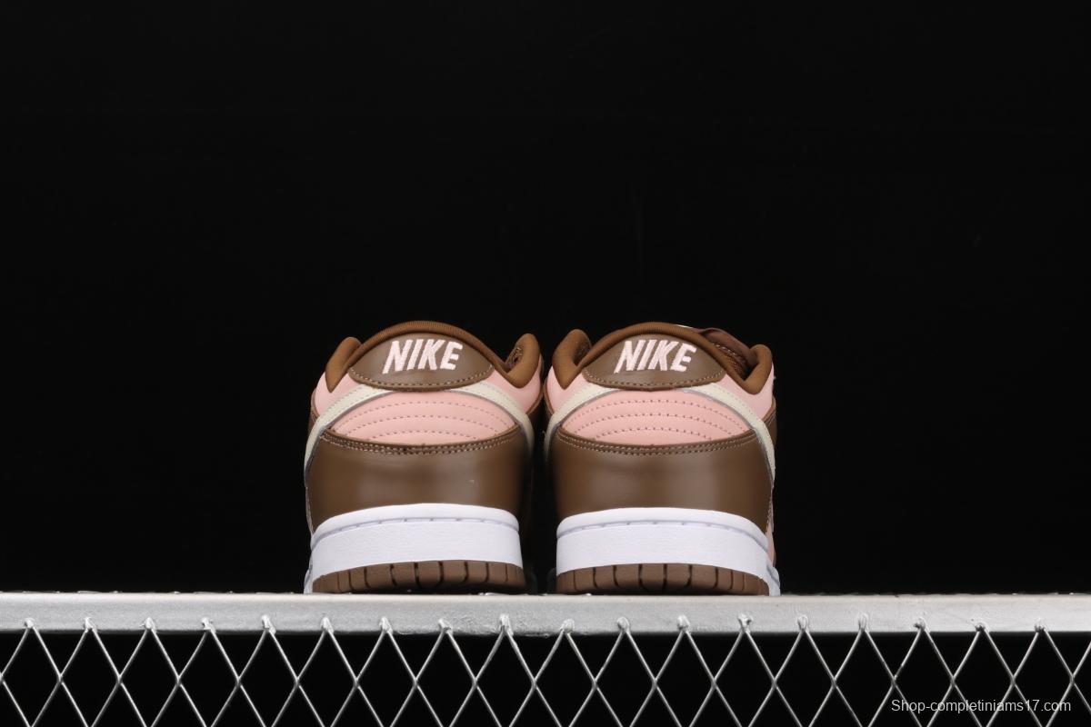 Stussy x SB DUNK Low Pro Cherry cherry pink brown skateboard shoes with low uppers 304292-671