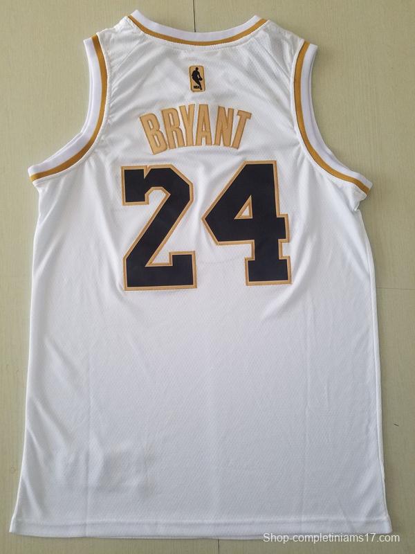 Kobe Bryant 24 White Golden Edition Jersey