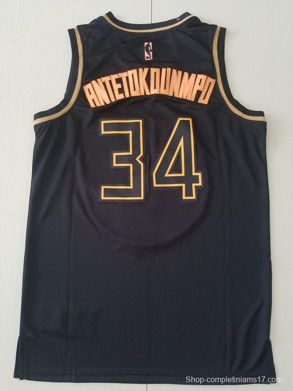 Giannis Antetokounmpo 34 Black Golden Edition Jersey