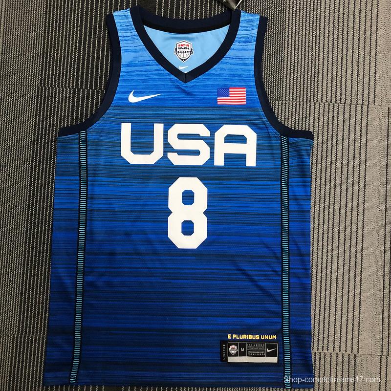 Thai Version Men's Khris Middleton Navy USA Basketball Player Jersey