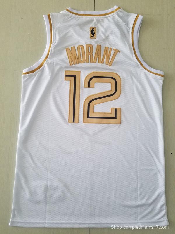 Ja Morant 12 White Golden Edition Jersey