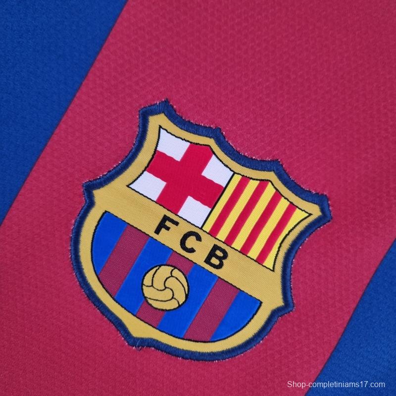 Retro 10/11 Barcelona Long Sleeve Home Soccer Jersey