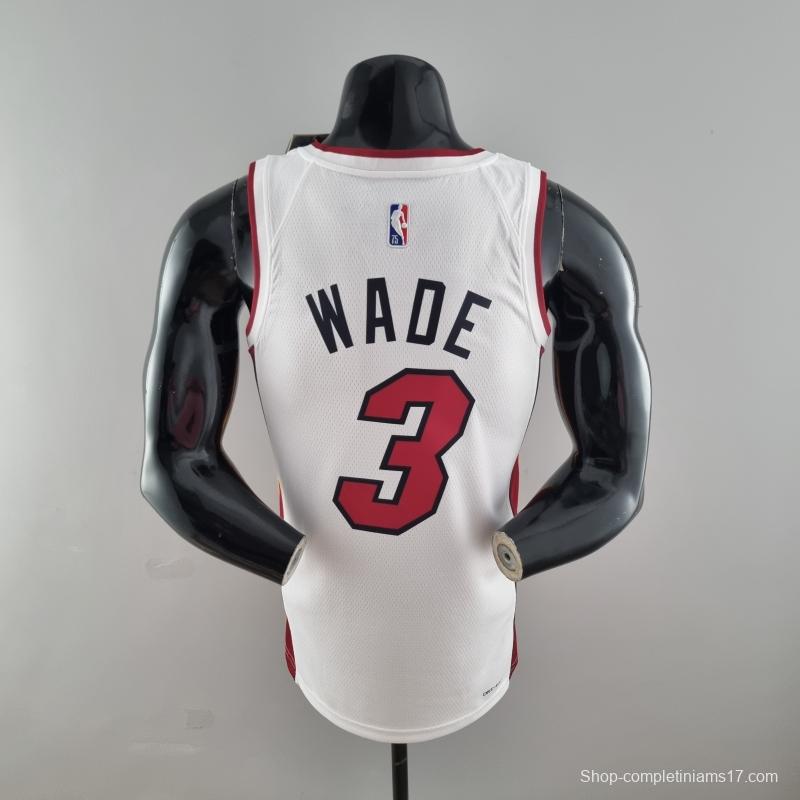 75th Anniversary Miami Heat WADE #3 White NBA Jersey