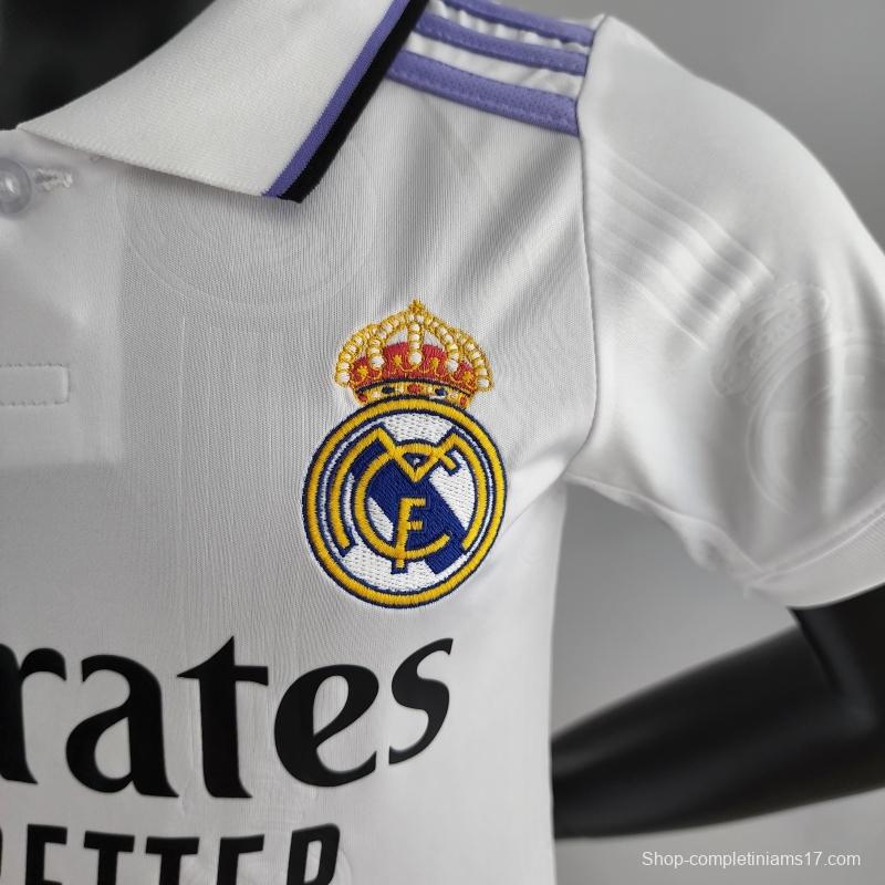 22/23 Kids Kit Real Madrid Home Size：16-28 Soccer Jersey