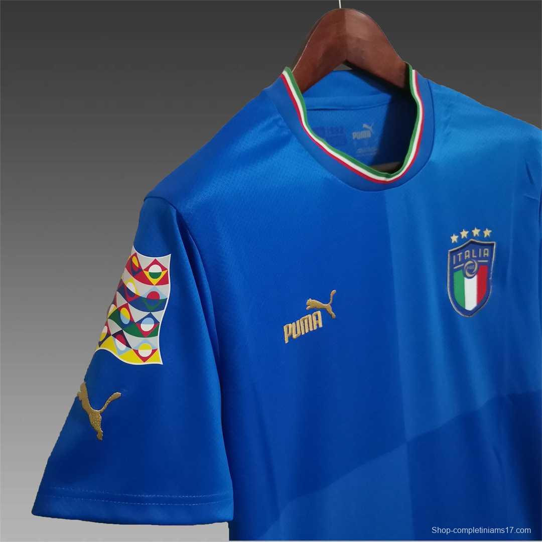 2022 Italy Home Soccer Jersey With Nations League Patch