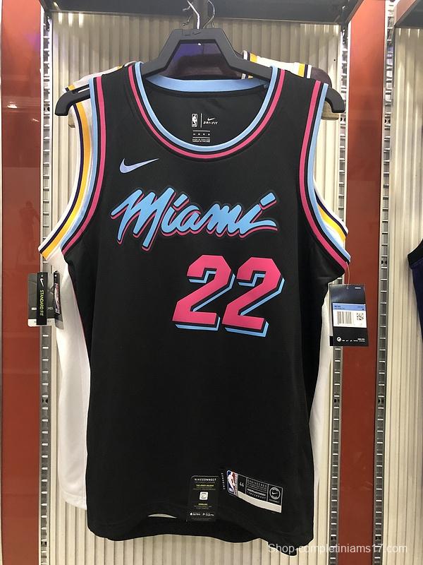 2019-20 NBA Heat Pressed Men's Black Miami Heat #22 Jimmy Butler City Edition Jersey