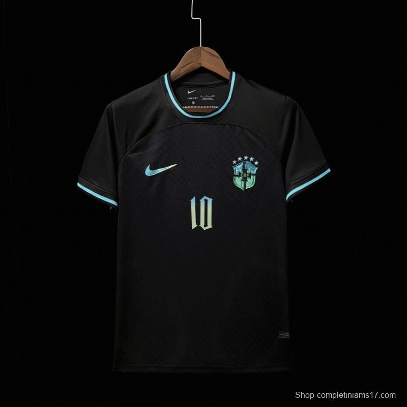 2022 Brazil Black Neymar JR #10 Printing Jersey