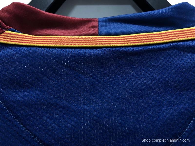 Retro 08/09 Long SLeeve Barcelona Home Champions Version Soccer Jersey