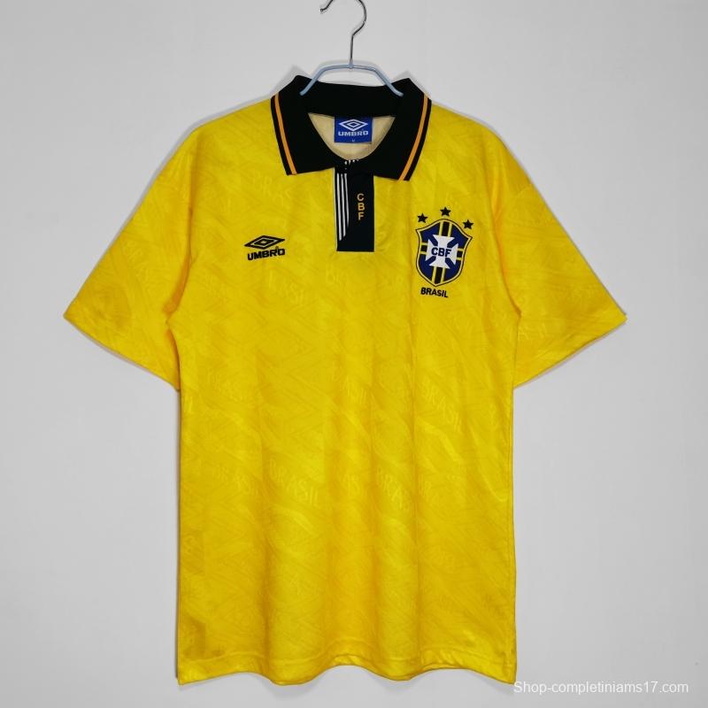 Retro 1991/93 Brazil Home Soccer Jersey