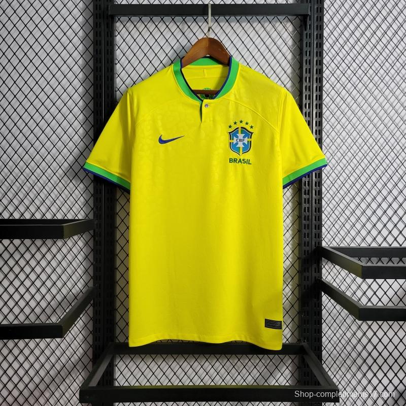 2022 Brazil Home National Team World Cup Soccer Jersey With Special Dragon Namesets