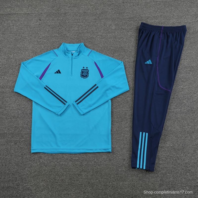 2022 Argentina Blue Half Zipper Tracksuit