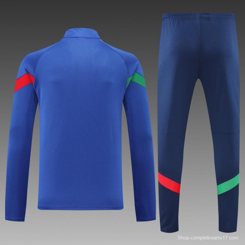 2022 Italy Blue Half Zipper Tracksuit