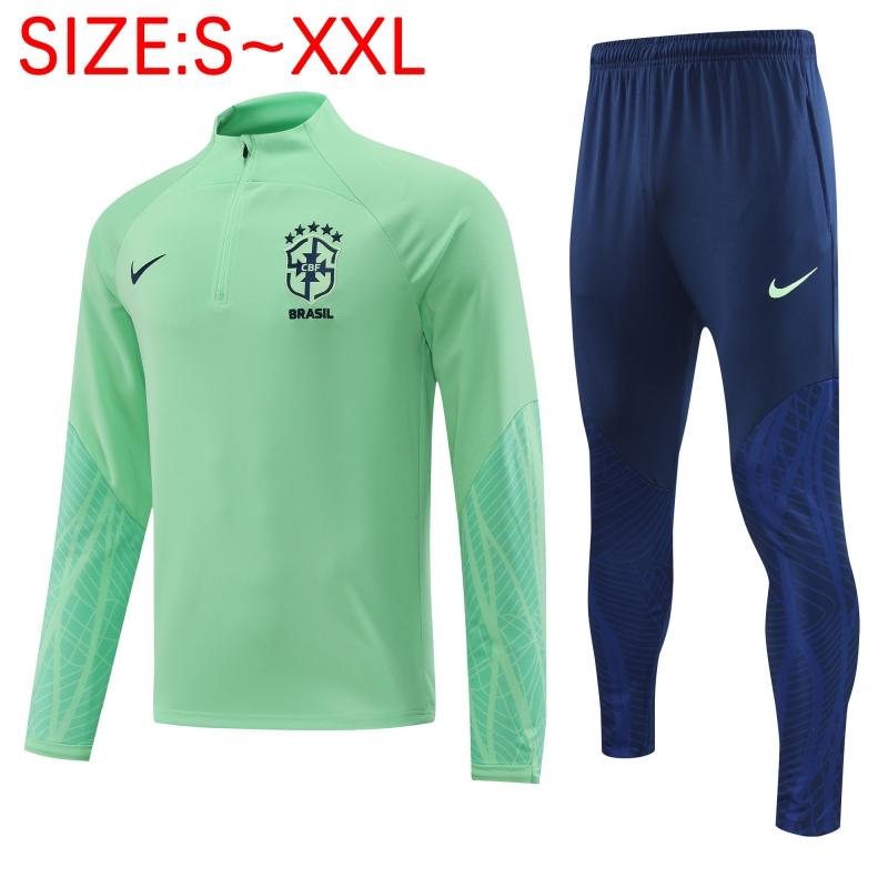 2022 Brazil Green Half Zipper Tracksuit