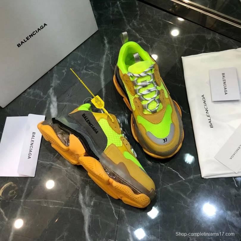 Men/Women Balenciaga Triple S MutiColor Clear Sole Green/Brown Sneaker  Item 6380380