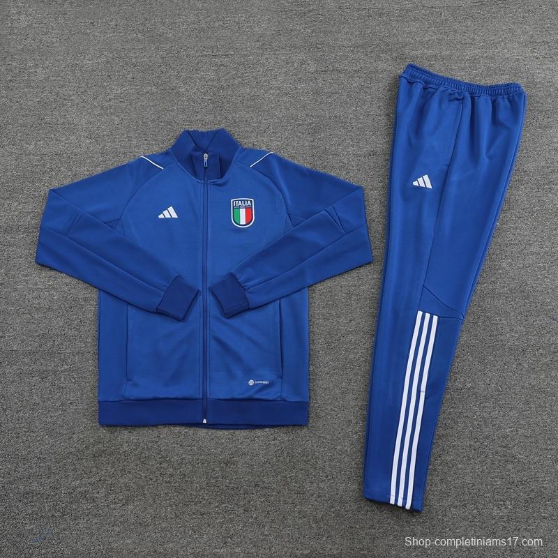 2022 Italy Navy Full Zipper Tracksuit