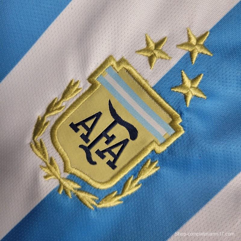 3-Stars 2023 Kids Argentina Home Jersey