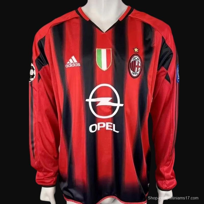 Retro 04/05 AC Milan Home Long Sleeve Jersey