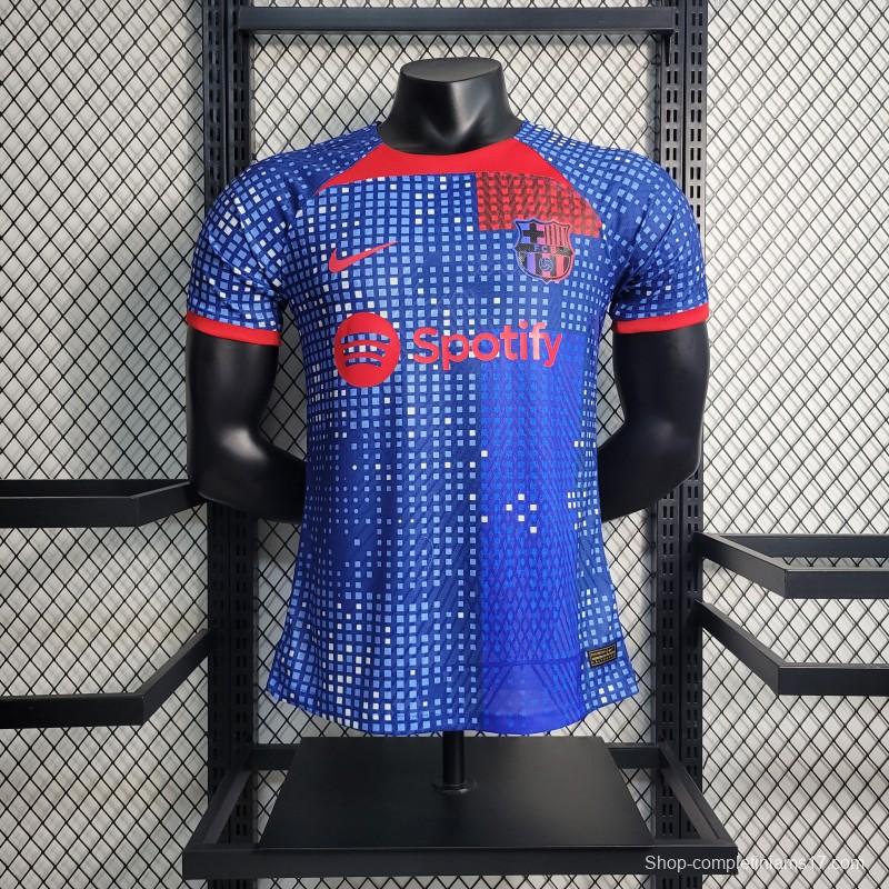 Player Version 23-24 Barcelona Blue Training Jersey Shirt