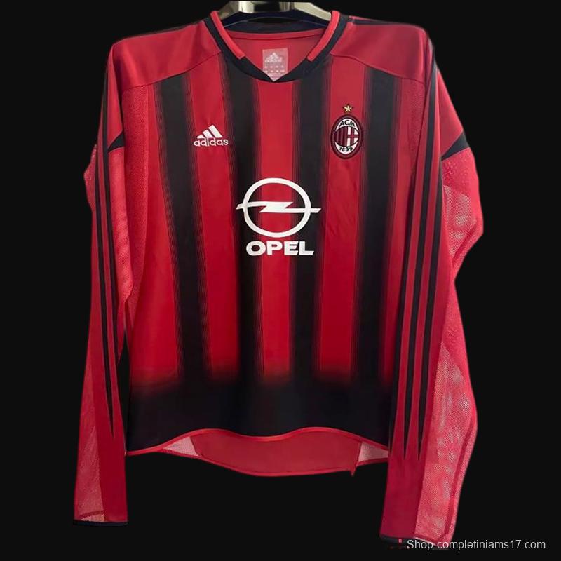 Retro 04 05 AC Milan Home Long Sleeve Jersey