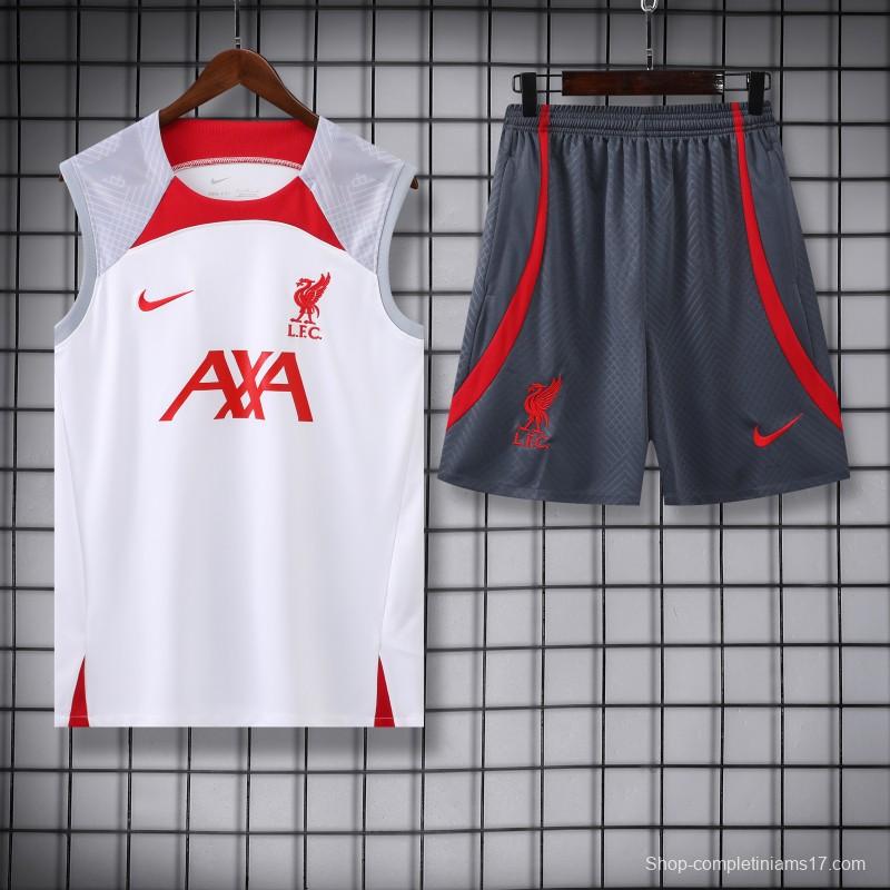 23-24 Liverpool White Vest Jersey+Shorts