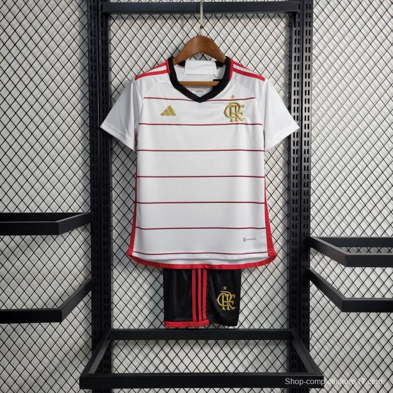 23-24 Kids Flamengo Away White Jersey Size 16-28