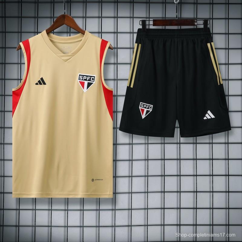 23-24 Sao Paulo Beige Vest Jersey+Shorts