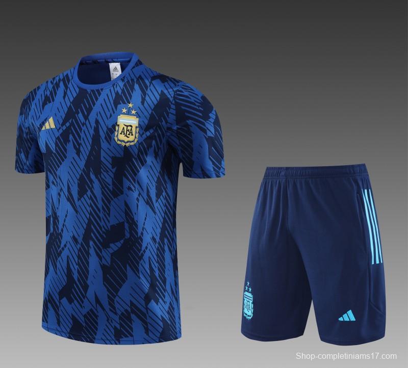 2023 Argentina Navy Stripe Short Sleeve+Shorts