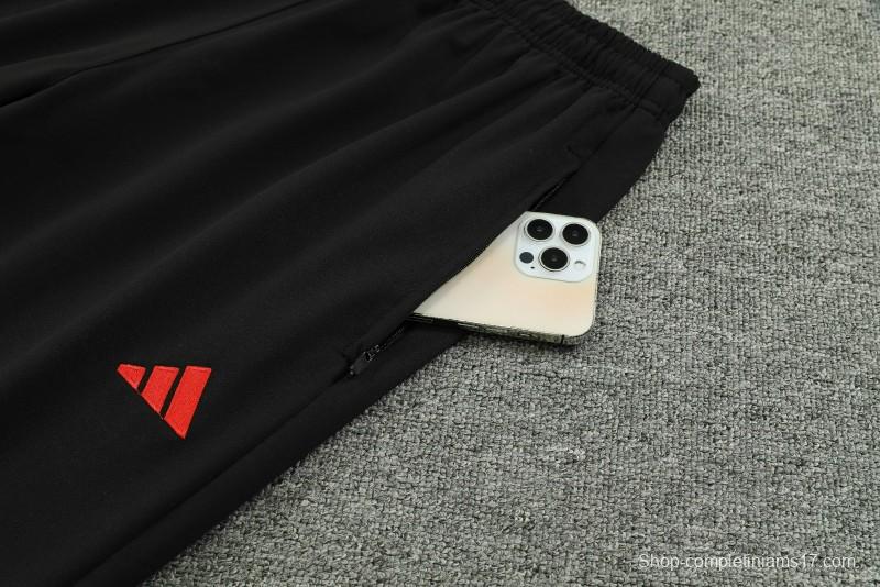 23/24 Manchester United Black Hoodie Half Zipper Jacket+ Pants